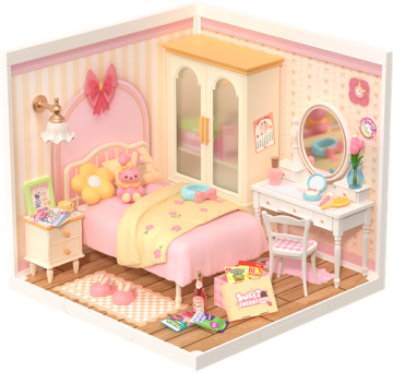 Robotime lovely pink bedroom 1