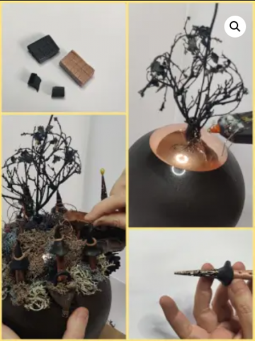 Steampunk kasteelbol hangend met licht 4